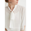 Contemporary Self-Tie Neck Cropped Blouse